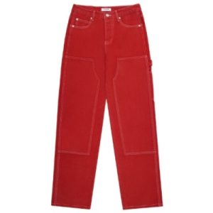 Washed Red Denim Jeans